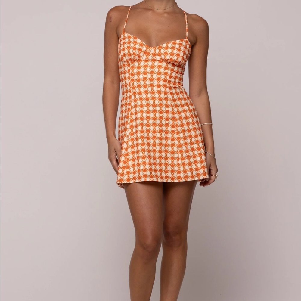 RESA Orange and White Patterned Mini Dress